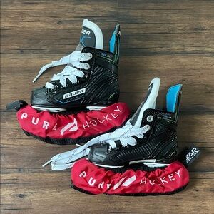 Bauer Black and White Skates with Red Covers